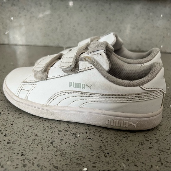 Kids Puma Smash White Shoe - Picture 3 of 9